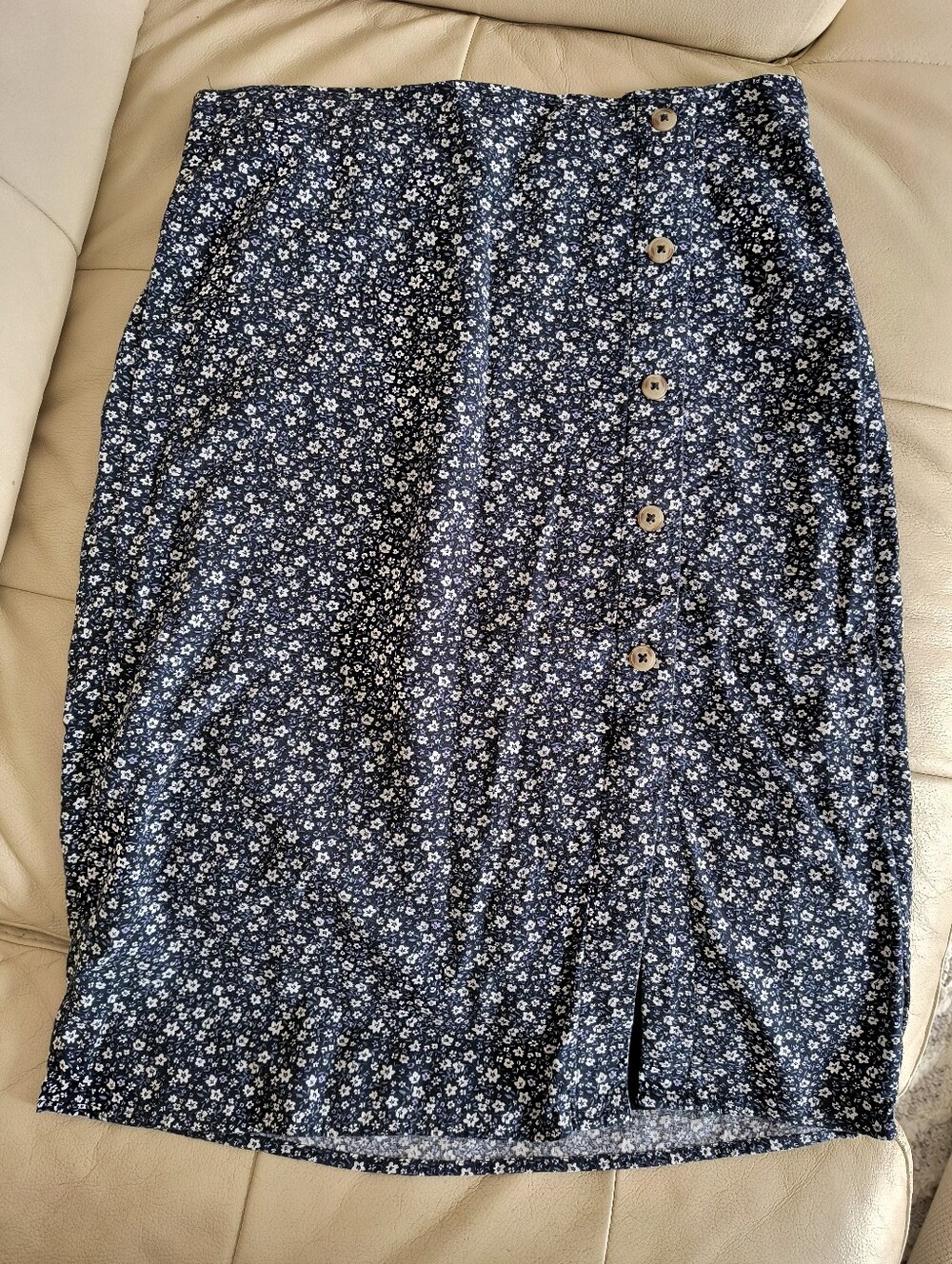 abercrombie kids Navy Blue Floral Button-Front Pencil Skirt